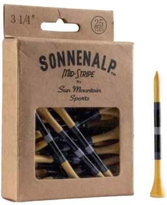 Sun Mountain Golf Sonnenalp Mid-Stripe Wood Golf Tees - 3.25" - 25 count - BLACK - Picture 1 of 1