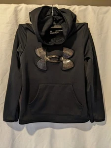 Under Armour Loose Girls hoodie size YOUTH XS Sz 5/6 Black/Pink & Silver Sparkle - Picture 1 of 10