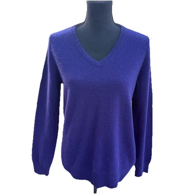 Suéter Only Mine 2 Capas 100% Cachemira Cuello en V Ajustado Púrpura Para Mujer Talla L Academia Foto 1 de 4