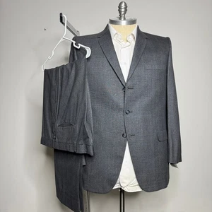 Vintage 70er Jahre Hart Schaffner Marx grauer 3 Knopf Wollanzug 46 L 40 W - Bild 1 von 13