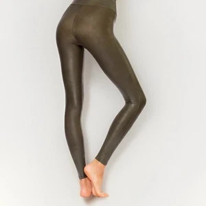 SPANX Faux Leather Brown Shaping Slimming High Waist Leggings Women’s Large - Picture 1 of 6