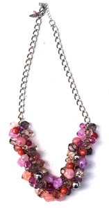 Collar de cuentas acrílico rosa y naranja firmado en Nueva York - 22" - Imagen 1 de 3