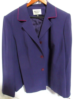 Kasper Woman Womens Purple 100% Silk Lined Pink Trim SZ 18 Retail $285 NWT - Image 1 of 4