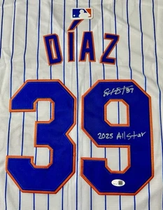NY METS EDWIN DIAZ SIGNED AUTO JERSEY WITH 2025 ALL STAR INSCRIPTION & JSA NEW. - Picture 1 of 4