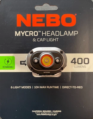 NEBO Mycro USB 400 Lumen Turbo Mode Rechargeable & Adjustable LED Headlamp - Image 1 of 4