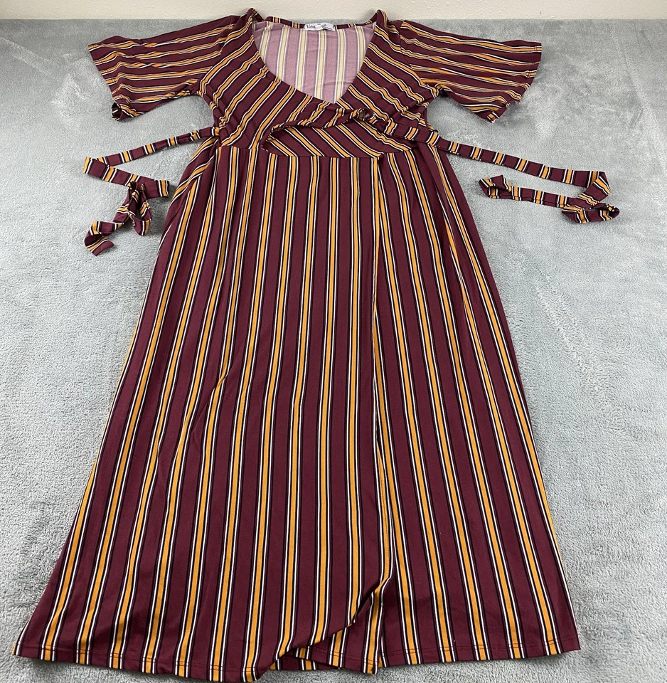 Vestido envolvente Velvet Torch LA para mujer XL MIDI borgoña multicolor elástico C28 Foto 1 de 4