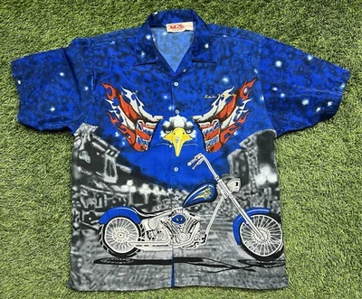 Camisa De Colección Y2K Malibu Dreams Las Vegas Manga Corta Abotonada Para Hombre L AOP Eagle Foto 1 de 4