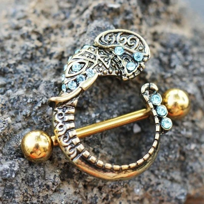 PAIR of Gold Plated Tribal Elephant Nipple Shield - Image 1 of 3