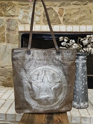 Converse One Star Metallic Bronze Tote Bag Distressed Star Logo Shiny Bag - Image 1 of 4