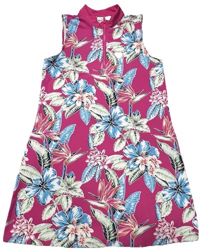 PALM ANGELS Abito Tommy Bahama Golf L Rosa Floreale Tropicale Senza Maniche 1 4 Zip Tasche Isola