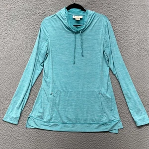 Exofficio Shirt Womens L (12/14) Blue Hooded Outdoor Performance Hiking - Picture 1 of 10