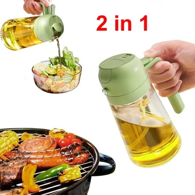 2 in 1 Glass Oil Sprayer Dispenser 16oz/470ml Spray Bottle  Kitchen Cooking BBQ - Image 1 of 4