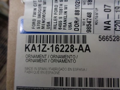 Placa de identificación original Ford KA1Z-16228-AA Foto 1 de 4