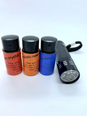 OLAX 3X10GR CRYSTAL,METAL AND PLASTIC REPAIR,3X DIFFERENT TYPE OF UV RESIN
