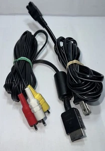 Official OEM Sony PlayStation Genuine AV Cable & Power Cord PS1 PS2 FAT PS3 SLIM - Picture 1 of 1