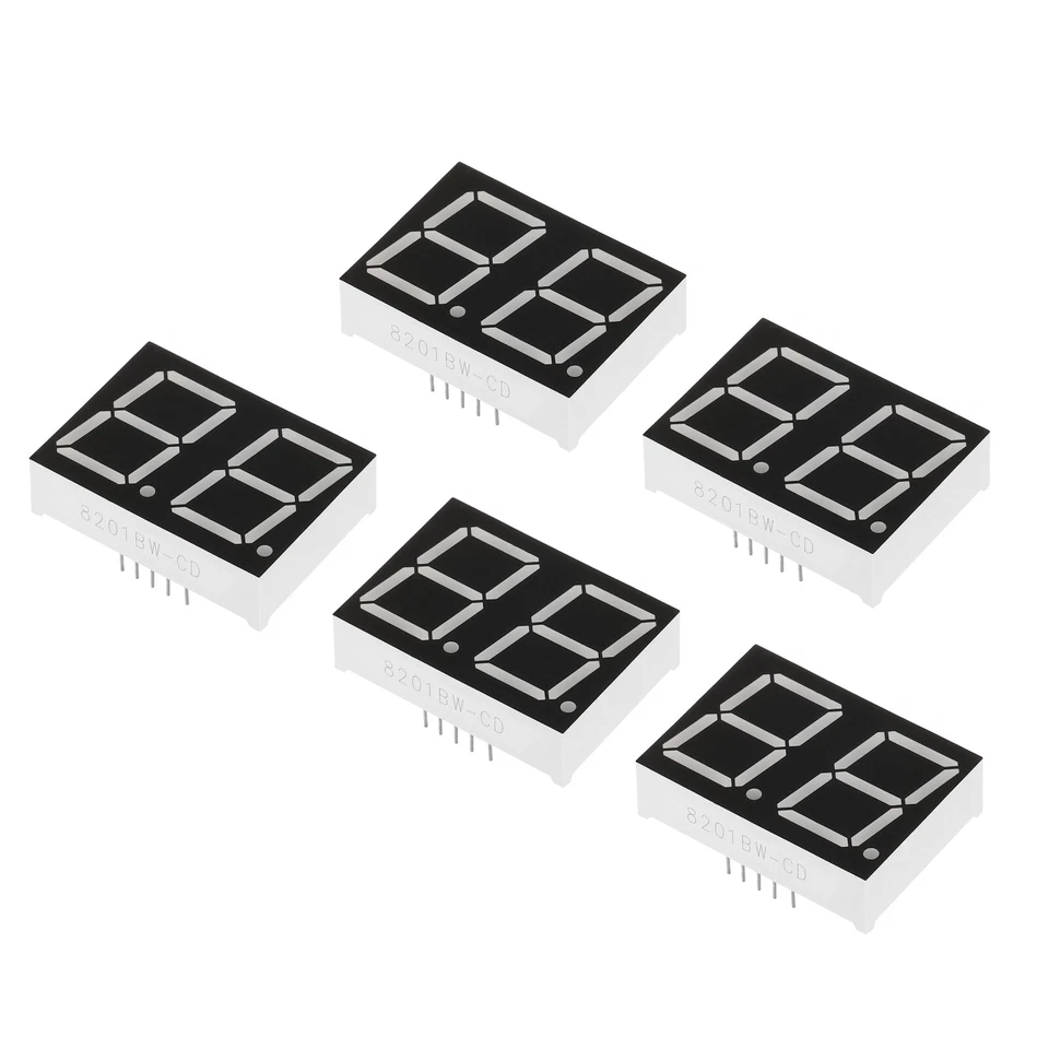 5Pcs Common Anode 7 Segment 10 Pin 2 Bit 3.3V LED Display Digital Tube White - Image 1 of 1