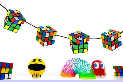 80S MATERIAL GIRL 80s Party Decoration Magic Cube Bunting Decoration Wall hanging 160cm