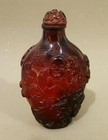 CHINESE RED GLASS SNUFF BOTTLE, HAPPY BUDDHA,SIGNED MAKERS MARK