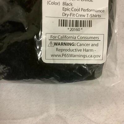 Epic Sports Adult T Shirt Black Epicool Performance Dry Fit Crew Neck Size XL - Изображение 1 из 4
