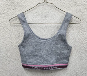 Lucky Brand Girls Top Extra Large Gray Striped Nylon Blend Active Sport Bralette - Picture 1 of 14