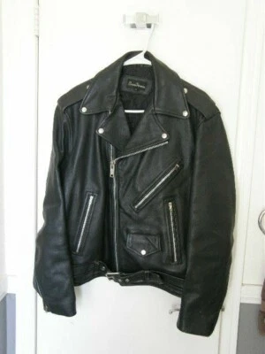  Chaqueta de moto de invierno de cuero italiano negro Bruno Giovanni talla 40 Harley Foto 1 de 4