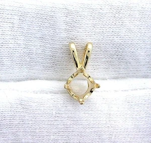 14Kt Yellow Gold 4mm Round Prenotched Gemstone Gem Stone Pendant Mounting - Picture 1 of 2
