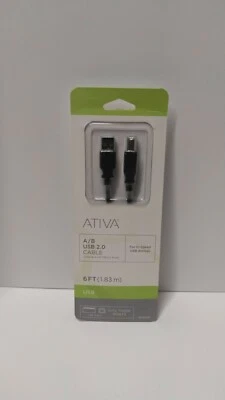 Cable Ativa 2.0 A/B USB 2.0, 6 pies - Nuevo en paquete, sellado, artículo 828-620 Foto 1 de 2
