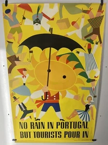 Original Vintage Travel Airline Railroad Cruise Poster 1954 Portugal - Bild 1 von 6