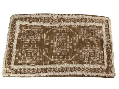 Alfombra Tejida Patrón Geométrico Almohada Cojín Algodón Cubierta Cremallera Lumbar Boho Foto 1 de 4