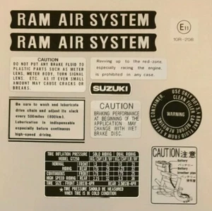 SUZUKI GT550 GT550J GT550K GT550L GT550M GT550A GT550B WARNING DECAL KIT - Picture 1 of 1