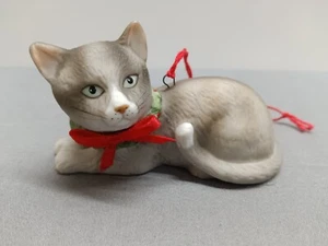 Vintage Ornamento gatto tigre Schmid Natale 1985 porcellana di Gordon Fraser - Foto 1 di 7