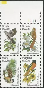 Block of 4 stamps - Scott 1961,62,71 & 72 - 20 cent - State Birds - 1982 - MNH - Picture 1 of 1