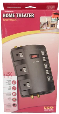 PowerStation Home Theater Surge Protector 2250 Joules 8 Outlets 6ft Cord ESTATE - Image 1 of 4