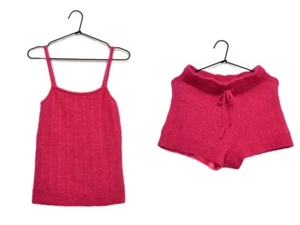 Sézane Set of Two Pink Top and Shorts Kid Mohair Wool Polyamide Size M - Picture 1 of 11