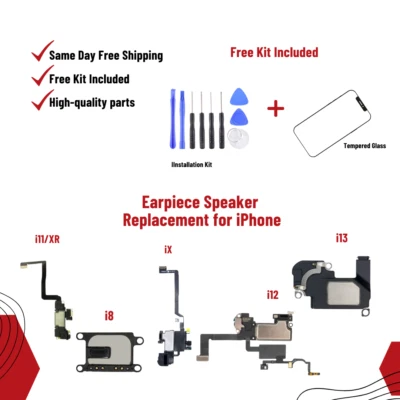 Kit de repuesto de altavoz de auricular para Apple iPhone con herramientas + protector de pantalla Foto 1 de 2