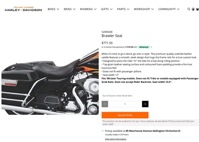 Продается за $770 OEM 08-23 Harley кожаный Brawler одиночное сиденье туристический - Изображение 1 из 4