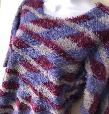 Lindo Suéter Custo Barcelona Tamanho 3 Médio Azul Vermelho Abstrato - Imagem 1 de 4