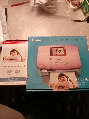Canon SELPHY CP760 Digital Photo Thermal Printer *pink* Paper And Ink  - Image 1 of 4