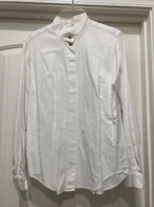 White Pendleton Shirt Guru/Band Collar SZ 10 Lg Sleeves Hidden Buttons - Picture 1 of 11