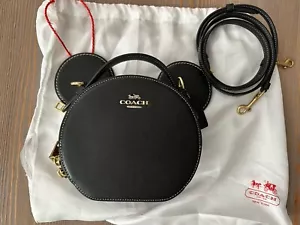 NWOT Authentic Coach X Disney Mickey Black Leather Crossbody - Picture 1 of 9