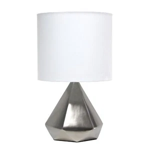 Simple Designs LT1221-SLV 19.88" Modern Ceramic Diamond Shaped Table Lamp wit... - Picture 1 of 7