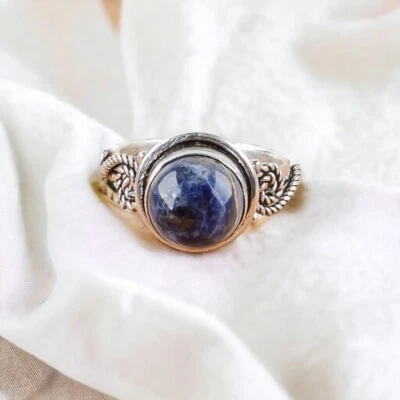 Sodalite Natural Gemstone Ring for Women 925 Sterling Silver Gift - Image 1 of 4