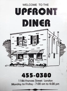Restaurant Menu Upfront Diner London Ontario Defunct Location Frances Street Vtg - Picture 1 of 3