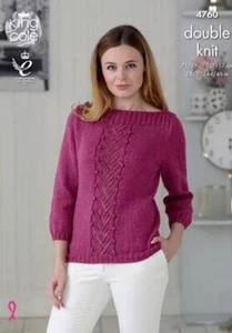 King Cole DK Knitting Pattern Ladys Sweater and Top 4760 - Picture 1 of 2