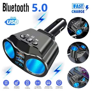 2 Way Car Cigarette Lighter Socket Splitter DC 12V Dual USB Chargers Adapter - Picture 1 of 10