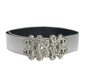 Cinturón De Colección Accessocraft NYC 32 Plateado Imitación Cuero Grueso Texturizado Nudo Hebilla - Imagen 1 de 6