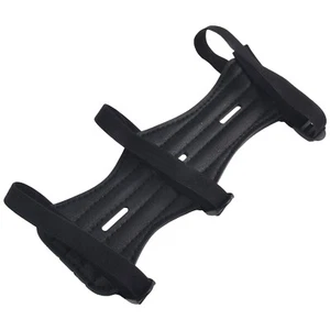 3 Strap Archery-Arm Guard Armguard Wrist Protection Black PU Leather Look - Picture 1 of 24