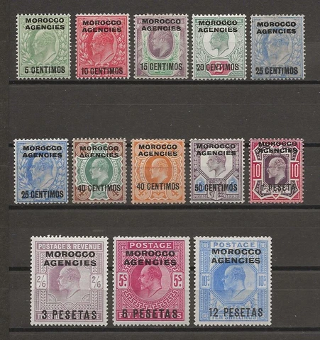 MOROCCO AGENCIES/SPANISH CURRENCY 1907/12 SG 112/23 MINT Cat £200 Cover