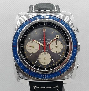 60s 70s Rare! FAVRE-LEUBA SEA SKY Chronograph Ref 33043 Valjoux 72 Divers 200m - Picture 1 of 12