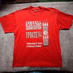 Camisa De Colección Cornell Negra Asociación de Antiguos Alumnos Para Hombres XL Roja 25 Años Africana Años 90 - Imagen 1 de 6